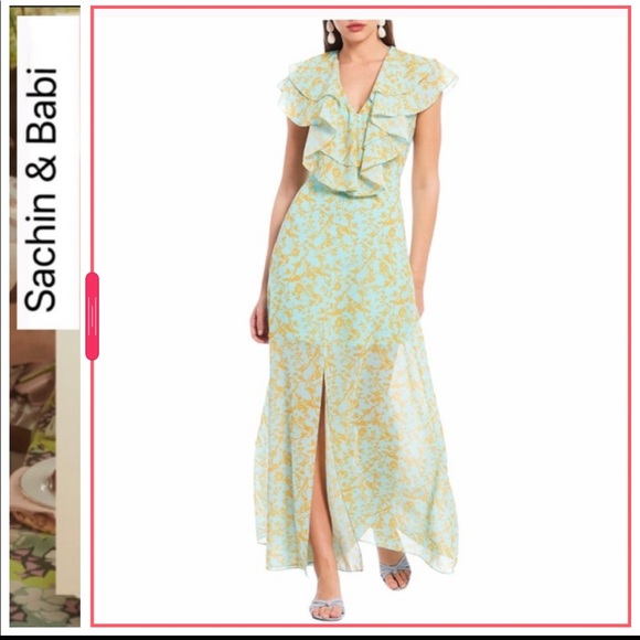 🔥NWT Sachin & Babi Annemarie Ruffle Toile du Jouy - Picture 2 of 14